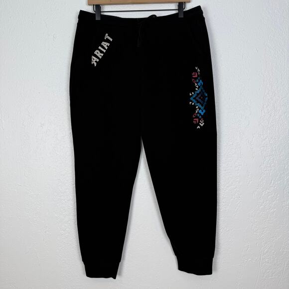 Ariat Women's Real Jogger Black Sweatpants Lounge Size XL - Picture 2 of 5
